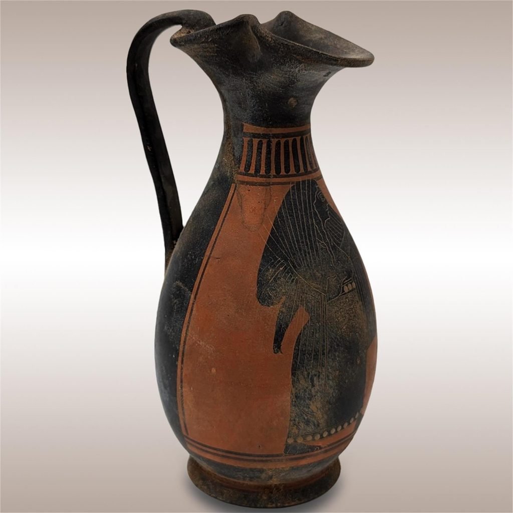 An ancient Greek wine jug open for bidding in the Pottery & Ceramics art category on HiBid.com. 