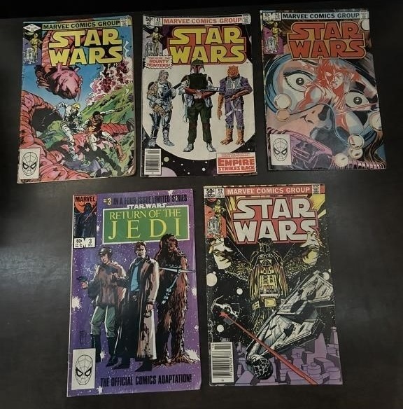 A five-set Star Wars comic book set from Marvel Comics Group up for auction on HiBid.com. 
